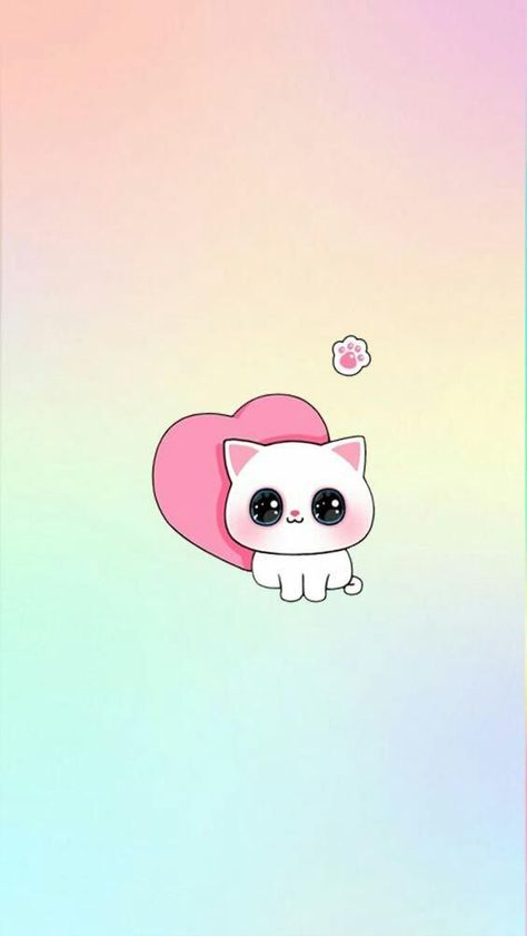 This wallpaper is so cute! Cutest little cat is one of my favorite phone downloads...this post has so many cute options! White Cat, Pastel, Wallpapers, Iphone, Pink, White, Black