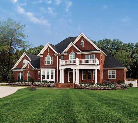 New American House Plan with 3165 Square Feet and 4 Bedrooms(s) from Dream Home Source | House Plan Code DHSW41913 Ranch Home Designs, Traditional Brick Home, Box Bay Window, Palladian Window, Brick Floor, American House Plans, Interior Columns, American Houses, Red Brick House