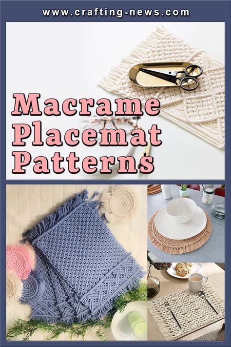 Macrame Placemats, Crochet Start, Macrame Placemat, Book Folding Patterns Free, Placemat Patterns, Macrame Rug, Mug Rug Tutorial, Cat Quilt Patterns, Macrame Chairs