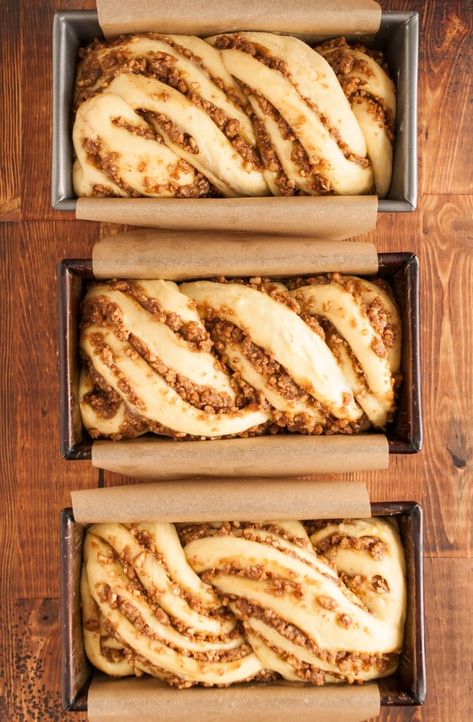 Recipe: Sticky Caramel-Pecan Babka Loaves | Kitchn Babka Recipe, Swirl Bread, Cinnamon Swirl Bread, Pane Dolce, Best Bread Recipe, Caramel Pecan, Loaf Recipes, Yeast Breads, Cinnamon Swirl