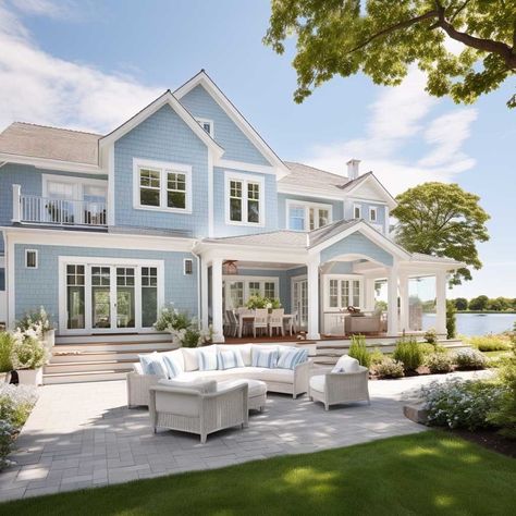 Small Beach House Exterior Coastal, Coastal Chic House Exterior, Cottage Beach House Exterior, Coastal Houses Exteriors, Coastal Mansion Exterior, Summer Home Exterior, Costal Exterior, Costal House Exteriors, Dream Beach Houses Exterior