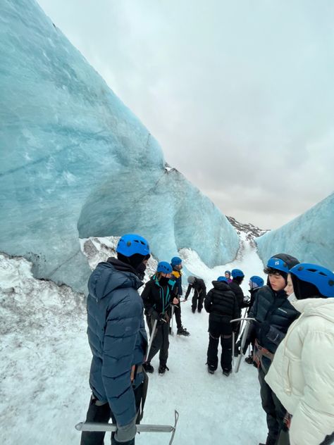 Iceland glacier hike with friends Iceland With Friends, Iceland People, Iceland Culture, Ice Cave Iceland, Hike With Friends, Iceland Aesthetic, Glacier Iceland, Iceland Hiking, Iceland Glacier