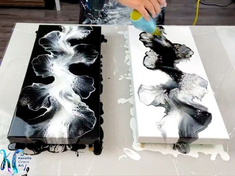 Simple Yet Elegant! Black & White Blow Out! | Simple Yet Elegant! Black & White Blow Out! • • • Music: 玉走 Musician: EnjoyMusic Site: https://enjoymusic.ai • #kanellaciracoart #youtube #satisfying... | By Kanella Ciraco Art Art Pouring, Craft Painting, Abstract Art Inspiration, Blow Out, Black And White Painting, Diy Canvas Art Painting, Diy Canvas Art, Acrylic Pouring, Diy Canvas