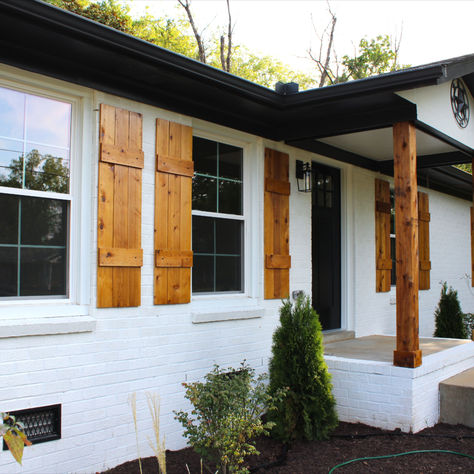 Check out this renovated white-brick home with wood accents and black trim.
-
-
-
-
-
-
For more of our renovation and remodel work, check out our website:

https://www.ridgetop.llc/projects-renovations-remodels

#renovation #remodel #whitebrick #wood #home #house White House With Brown Trim Exterior, White House With Brown Shutters, White Brick House With Cedar Accents, White House Wooden Shutters, White Farmhouse Exterior Black Trim, White Brick Black Trim, Home With Wood Accents, White House With Black Trim, House Black Trim