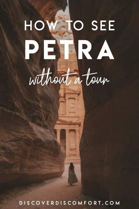 If you’re a fan of archaeology, then visiting Petra in Jordan on the top of your list. Few places have so many thousands of years of history, are so well-preserved, and are still continuously inhabited by locals. This is our guide for getting the best out of Petra without paying for expensive tours. | best places petra | jordan travel | petra travel guide | what to see in Petra | things to do in Petra | Petra travel tips |  #petratravel #jordantravel #discoverdiscomfort Petra Jordan Travel, Petra In Jordan, Petra Travel, Jordan Travel, Petra Jordan, Adventure Guide, Asia Travel Guide, Africa Travel, Travel Advice