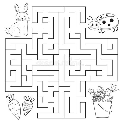 Help bunny and ladybug find way. Spring education maze for preschool children. C , #ad, #Spring, #education, #maze, #bunny, #ladybug #ad Spring Worksheet, Maze Worksheet, Italian Easter, Book Vector, Mazes For Kids, Kids Worksheets Printables, Easter Bread, Maze Game, Procreate Lettering