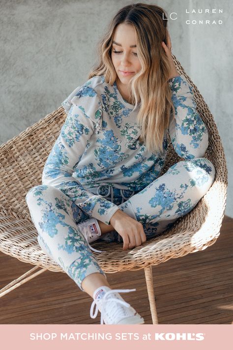 Ready to meet your perfect match? Say hello to these cute and cozy loungewear sets from LC Lauren Conrad. With sweet floral prints and soft fabrics, they make the perfect throw-on-and-go ’fit for Zoom calls, movie nights and everything in between. Find new styles in a flash with fast + free store pickup or drive up! Shop sweatshirts, sweatpants and more matching sets from LC Lauren Conrad at Kohl’s and Kohls.com. #loungewear #lclaurenconrad Lauren Conrad Collection, Lauren Conrad Style, Cozy Loungewear, Soft Cardigan, Loungewear Sets, Womens Size Chart, Best Face Products, Lc Lauren Conrad, Lauren Conrad