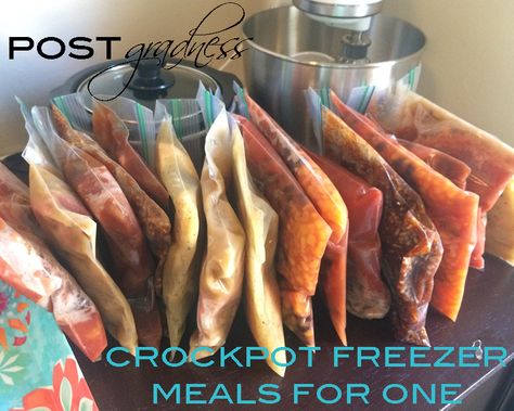 Freezer Cooking for One | Post Gradness Freezer Meals For One Person, Freezer Meals For One, Meals For One Person, Cooking For 1, Crockpot Freezer Meals, One Person Meals, Recipe For 1, Crock Pot Freezer, Dinner For One