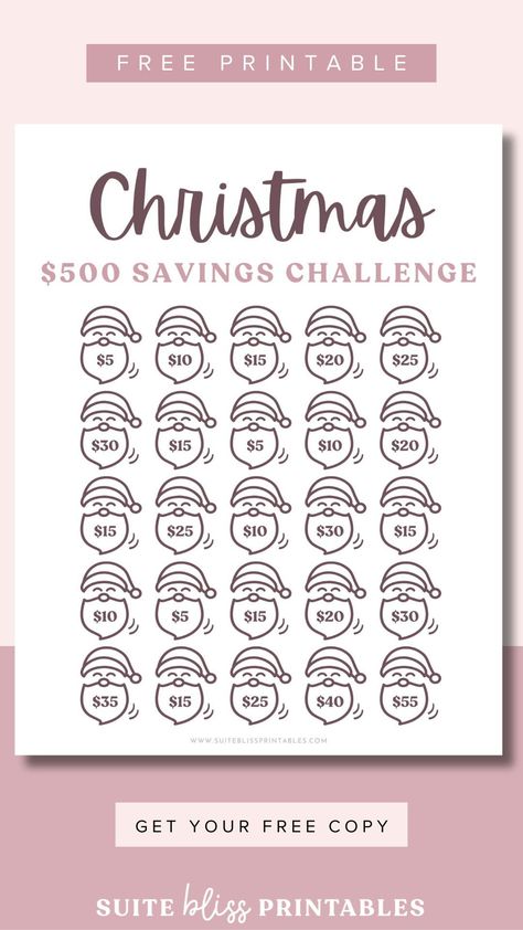 Ready to take on the Christmas Savings Challenge? The holiday season turns even the most budget-conscious among us into cheerful spenders, so if you’re determined to have a holly-jolly holiday without breaking the bank, you’re in the right place. Get your FREE $500 Christmas Savings Challenge Printable at the end of the blog and unwrap the gift of financial peace this holiday season! #savingschallenge #christmaschallenge Christmas Budget Printable Free, Christmas Savings Challenge Free Printable, Free Money Saving Printables, Savings Challenge Printable Free, Budgeting Challenge, Work Wellness, Christmas Savings Challenge, 2023 Journal, Money Challenges