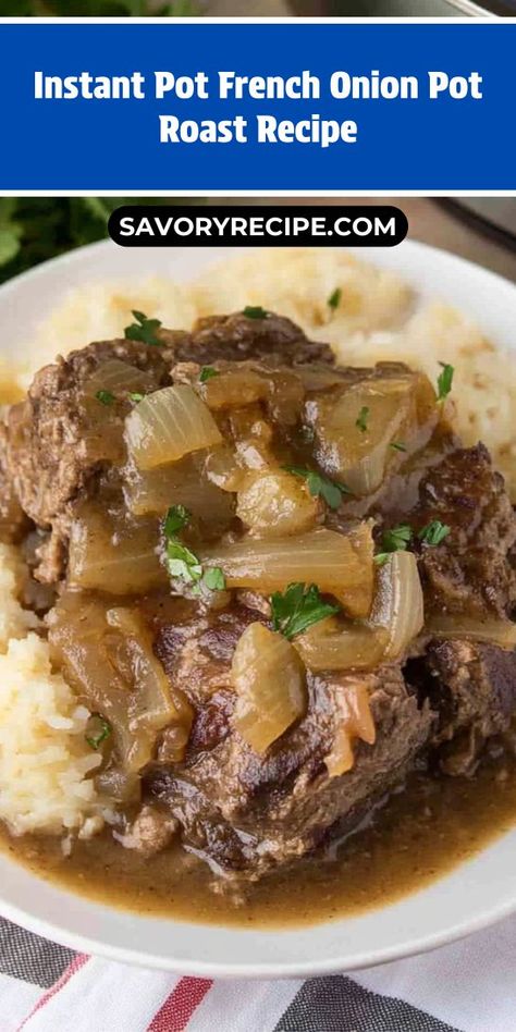 Indulge in the comforting taste of our Instant Pot French Onion Pot Roast Recipe! This succulent roast, enhanced with aromatic onions and herbs, showcases the best of Instapot Recipes. Fast, flavorful, and satisfying, it’s the ultimate meal for busy days or special occasions. Try it tonight for a delightful feast! French Onion Roast Instant Pot, French Onion Pot Roast Instant Pot, Instapot Roast Recipe, Arm Roast Recipes Instant Pot, Pot Roast Instapot, Fast Instant Pot Recipes, Roast In Instant Pot, French Onion Roast, French Onion Pot Roast