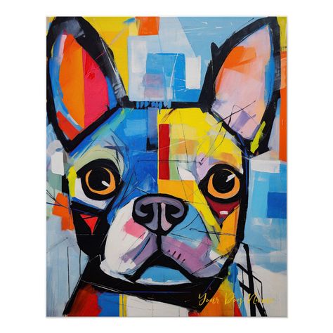 Bulldog Painting Easy, Quirky Cushions, Bulldog Painting, French Bulldog Painting, Easy Abstract Art, Michigan Cottage, Bird Template, Dog Pop Art, 4th Grade Art