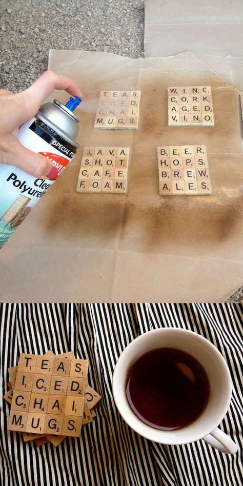 Scrabble Coasters Diy, Do It Yourself Quotes, Scrabble Tiles Coasters, Scrabble Coasters, Scrabble Tile Crafts, Scrabble Crafts, Dorm Diy, Tile Crafts, Astuces Diy