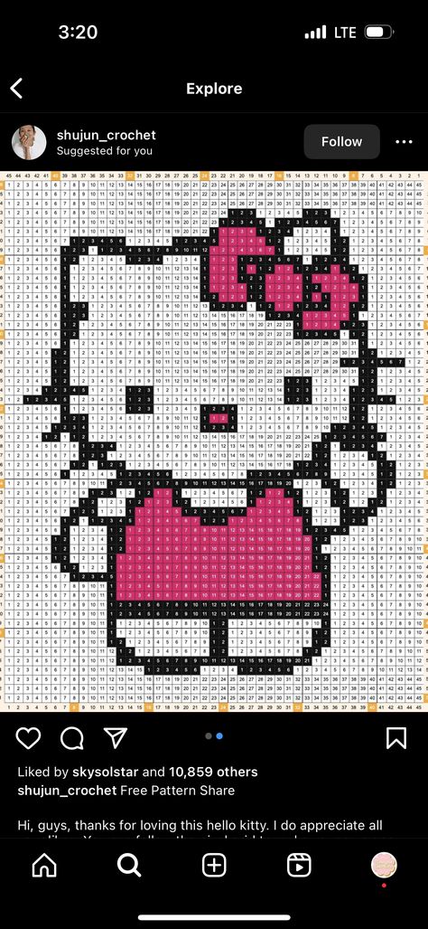 Hello Kitty C2c Crochet Pattern, Hello Kitty Grid Pattern, Hello Kitty Blanket, Tapestry Crochet Patterns, C2c Crochet, Alpha Pattern, Tapestry Crochet, Alpha Patterns, Project Ideas