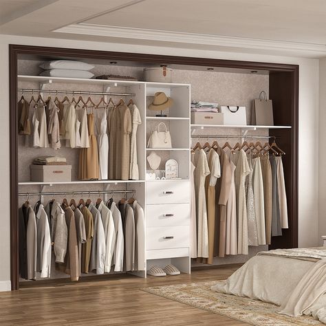 Transform your closet into a functional and attractive storage solution with our premium Closet Organizer System. Wardrobe Closet Door Build In, Dream Closet Mirror, Shelves For Wardrobe, Overstock Storage Closet, Walk-in Closets For Men With Undermount Lights, Closet Middle Shelf, Build A Closet Storage, Self Made Closet Ideas, Unique Closet Build