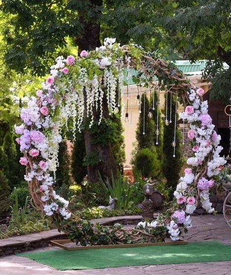 Enchanted Forest Quinceanera Theme, Enchanted Forest Quinceanera, Enchanted Wedding Theme, Rapunzel Wedding, I Got Engaged, Wedding Color Schemes Spring, Sweet Sixteen Birthday Party Ideas, Sweet 16 Themes, Fairy Garden Birthday Party