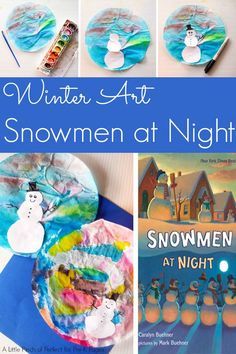 Art Activity Preschool, Snowman At Night, Prek Books, Book Snowman, Preschool January, December Preschool, January Preschool, Prek Art, Coffee Filter Art