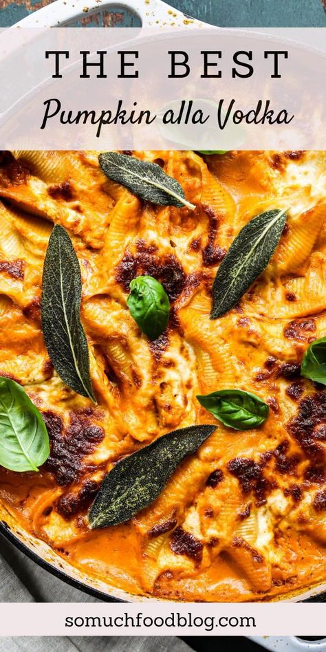 Pumpkin alla vodka sauce is so flavorful and delicious over cheesy stuffed pasta shells! Best Stuffed Shells Recipe, Cheesy Stuffed Pasta, Alla Vodka Sauce, Best Stuffed Shells, Stuffed Pasta Shells Recipe, Pasta Shells Recipe, Stuffed Shells With Meat, Autumn Pasta Recipes, Shell Pasta Recipes