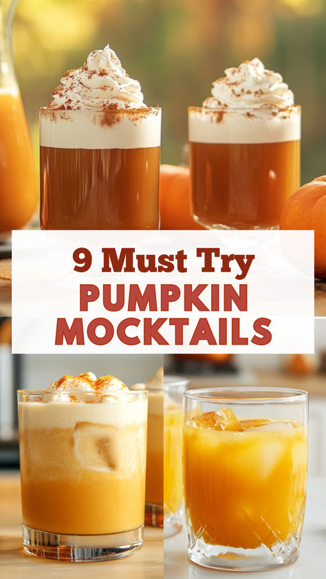 Pumpkin Mocktails Unique Drinks Alcohol, Pumpkin Mocktails, Non Alcoholic Fall Drinks, Thanksgiving Beverages, Thanksgiving Drinks Non Alcoholic, Relaxing Drinks, Best Fall Recipes, Easy Mocktail Recipes, Pumpkin Drinks