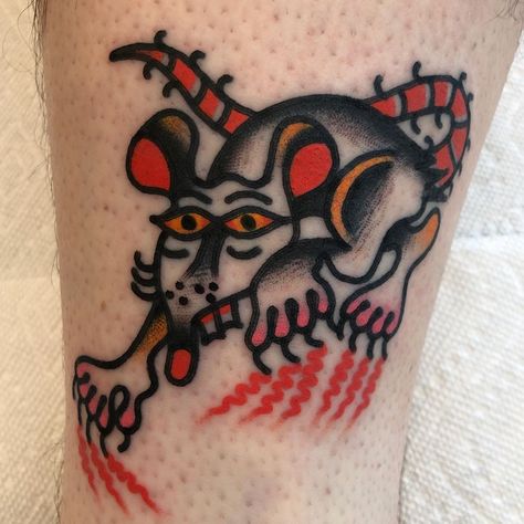 Rat Tattoo American Traditional, Rat Tattoo Traditional, Practice Tattoos, Belly Button Tattoo, Trad Tattoos, Rat Tattoo, Rat Boy, Vintage Tattoo Design, Sailor Jerry Tattoos