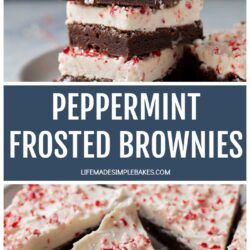 Christmas Baking Ideas, Frosted Brownies, Crushed Candy Cane, Peppermint Dessert, Peppermint Treats, White Chocolate Frosting, Life Made Simple, Christmas Brownies, Peppermint Chocolate