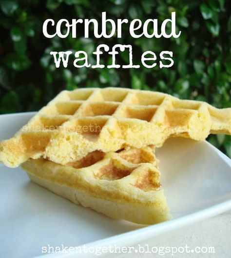 Easy corn bread waffles - the perfect side kick to your soup or chili! Corn Bread Waffles, Jolly Rancher Suckers, Cornbread Waffles, Mini Waffle Maker, Cinnamon Roll Waffles, Jiffy Cornbread Mix, Waffle Iron Recipes, Buttermilk Waffles, Cornbread Easy