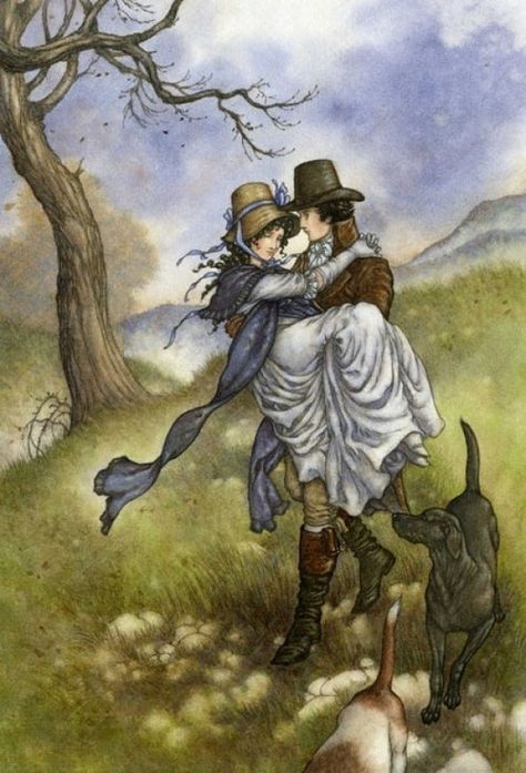 John Willoughby and Marianne Dashwood (Sense and Sensibility)    Illustration from the ‘Bath Bicentenary Editions Jane Austen’ Jane Austen Movies, Jane Austen Novels, Sense And Sensibility, Jane Austin, Jane Austen Books, Regency Era, Jane Eyre, Romantic Art, Pride And Prejudice