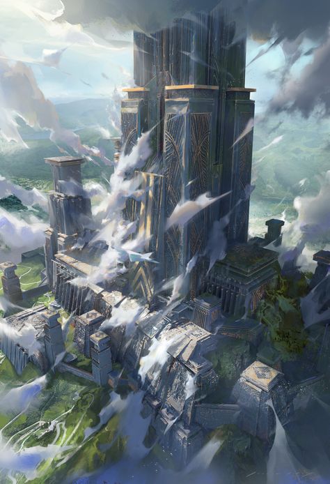 Fantasy Ruins Art, Fantasy Cities Art, Fantasy City Art, Fantasy Ruins, Ruined City, Space Fantasy, Location Inspiration, Landscape Concept, Scene Art