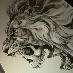 Here is a cool sketch from the talented @elvintattoo repost from @worldofpencils Skull Lion Tattoo, Wolf Sleeve, Lion Skull, Tattoo Lion, Wolf Skull, Beautiful Wolves, Elephant Tattoos, Tattoo Videos, Japanese Tattoo Art