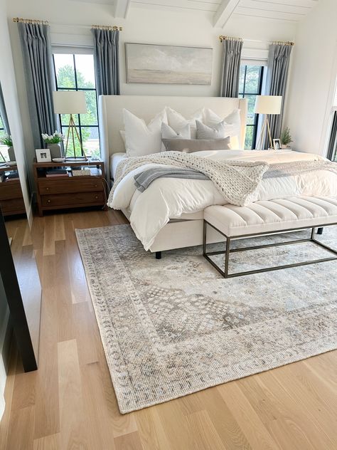 Shop Safavieh Restoration Vintage … and other curated products on LTK, the easiest way to shop everything from your favorite creators. Bedroom Rugs Under Bed, Rug Under Bed, Bedroom Rug Placement, Stylish Bedroom Decor, Bed Images, Beige Bed, Bedroom Images, Stylish Bedroom, Black Bedding