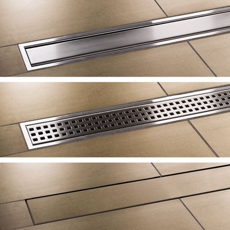 KERDI-LINE Drain | schluter.com Roll In Showers, Bathtub Surround, Linear Drain, Shower Controls, Bathroom Shower Design, Bathroom Drain, Floor And Decor, Shower Drains, Bathroom Remodel Shower