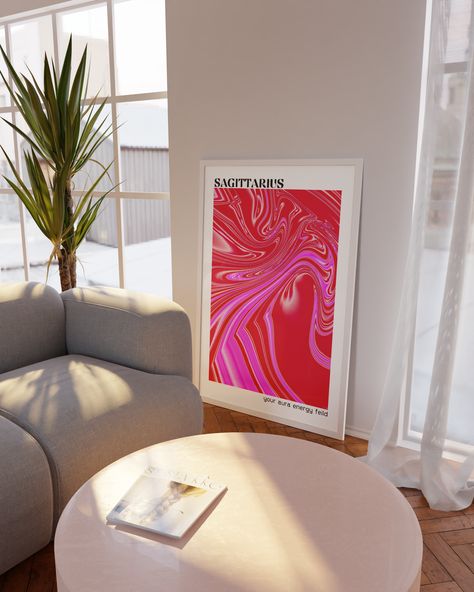 Zodiac Room Decor, Sagittarius Aura, Sagittarius Poster, Room Decor Spiritual, Positive Energy Art, Zodiac Aura, Aura Posters, Sagittarius Art, Zodiac Poster