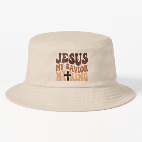 Get my art printed on awesome products. Support me at Redbubble #RBandME: https://www.redbubble.com/i/bucket-hat/Jesus-My-Savior-My-King-Faith-Gift-Christian-Birthday-Gift-Retro-Christian-Shirt-Retro-Christian-Quote-Print-Christian-Mother-s-Day-Gift-Gift-for-All-Ages-by-Noemill/165251850.51XZU?asc=u Christian Stocking Stuffers, Faith Based Gifts, Bible Verse Gifts, Christian Stickers, Faith Gifts, I Kings, Hats For Sale, Religious Gifts, Christian Shirts