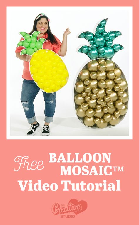 Ballon Mosaic, Pineapple Balloon, Aloha Party Decorations, Pineapple Balloons, Balloon Mosaic, Baby Party Decorations, How To Make Balloon, Aloha Party, Amelia Rose