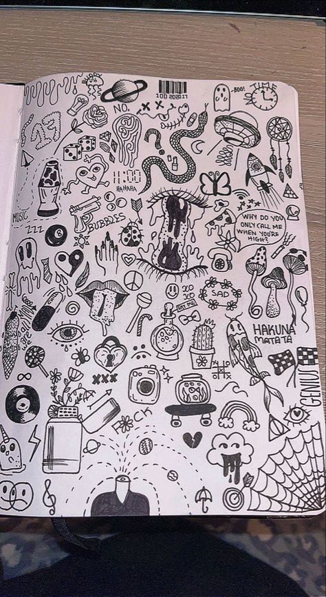 Yearbook Doodles, Simple Drawing Ideas Easy Doodles, Vent Book, Optical Illusion Tattoos, Easy Graffiti Drawings, Illusion Tattoos, Sharpie Doodles, Hand Doodles, Graffiti Doodles