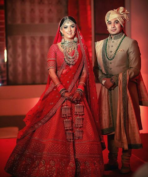 Sabyasachi Bride And Groom, Wedding Day Outfit, Gifts For Bride And Groom, Gifts For Bride, Sabyasachi Bride, Sherwani Groom, Couple Wedding Dress, Wedding Lehenga Designs, Indian Bride Outfits