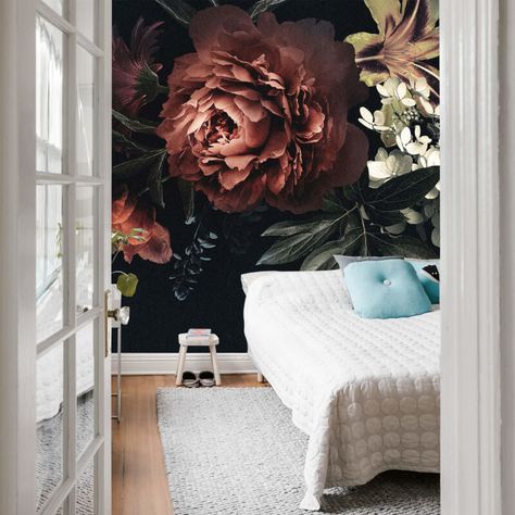 Large Scale Floral, Photo Mural, Wallpaper Direct, 3d Wallpaper, Photo Wallpaper, Brilliant Colors, Dark Backgrounds, Rich Color, Flowers Bouquet