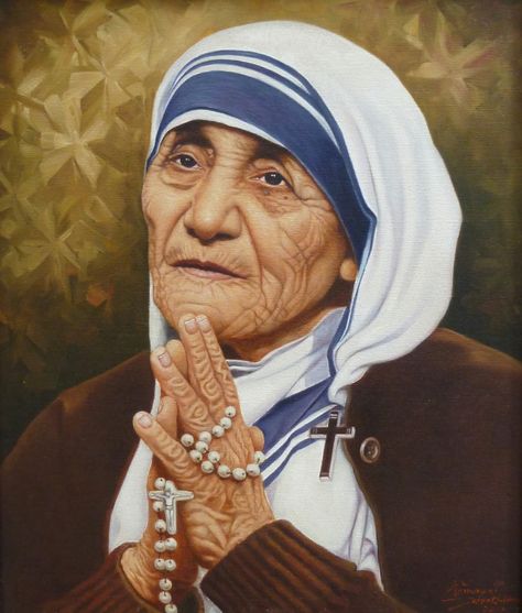 Mother Teresa Images, Mother Teresa Humility List, Mother Teresa Art, Mother Teresa Photos, School Pants, Pencil Drawing Images, Black Woman Artwork, Digital Painting Portrait, Diy Skin Care Routine