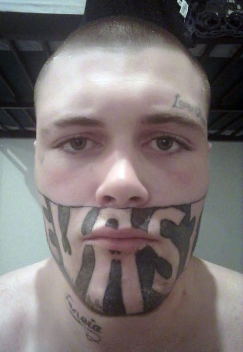 Mark Cropp, recently released from prison, put a plea out on Facebook saying his facial tattoo was stopping him securing employment.  His post came after the difficulty he has encountered in finding work. Hebrew Tattoo, Tattoo Removal Cost, Laser Removal, Facial Tattoos, Laser Tattoo Removal, Face Tattoos, Face Tattoo, Celebrity Tattoos, Tattoo Removal