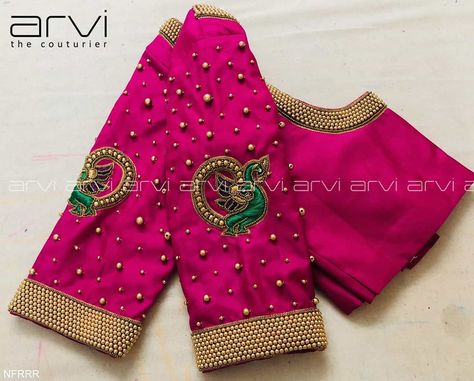 Simple Peacock Blouse Designs, Simple Peacock Design, Peacock Design Blouse, Arvi The Couturier, Peacock Blouse Designs, Silk Saree Blouse Designs Patterns, Lace Blouse Design, Blouse Design Images, Silk Saree Blouse Designs