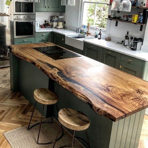 Dapur Rustic, Wood Worktop, Interior Dapur, Diy Kitchen Renovation, Cabin Kitchens, Hus Inspiration, Wood Kitchen, Design Kitchen, Dream House Decor