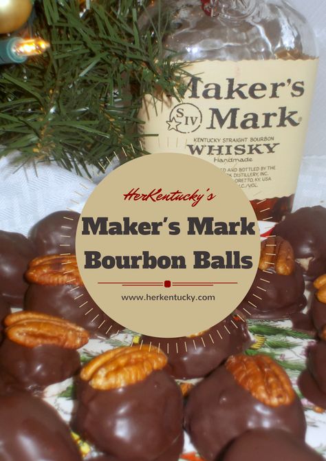 Maker's Mark Bourbon Balls — Kentucky Life + Style + Travel Blog Bourbon Balls Recipe, Kentucky Christmas, Bourbon Balls, Bourbon Recipes, Boozy Desserts, Christmas Treat, Think Food, Homemade Candies, Candy Cookies