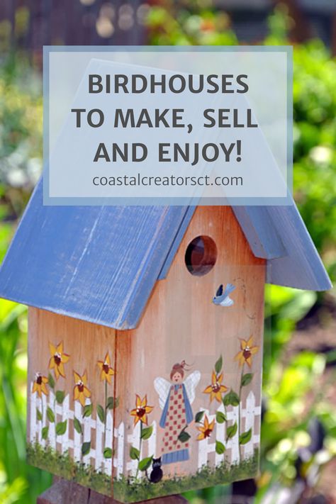 Birdhouses are functional but they can also be decorative. You can paint, embellishment, add silk flowers, and even dollhouse shingles to the roof to decorate your birdhouse. Birdhouses are also popular selling items for crafters and business owners How To Decorate A Birdhouse, Bird House Decorating Ideas Wood, Birdhouse Painting Ideas Easy Wood, Homemade Birdhouses Ideas, How To Paint A Birdhouse, Birdhouse Ideas Painted, Decorating Bird Houses Ideas, Painting Birdhouses Ideas Simple Wood, Painting Bird Houses Ideas