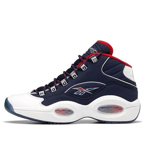 Reebok Question Mid Team USA Basketball Shoes/Sneakers Question Logo, Allen Iverson Shoes, Reebok Question Mid, Team Usa Basketball, Reebok Question, Red Basketball Shoes, Sneaker Posters, Usa Basketball, Allen Iverson