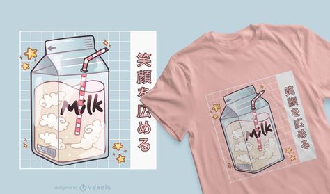 Milk Cartoon, Kawaii Shirt, Kawaii T Shirt, Cycling T Shirts, Mo Design, T Shirt Design Vector, Milk Carton, Shirt Maker, Presentation Template Free