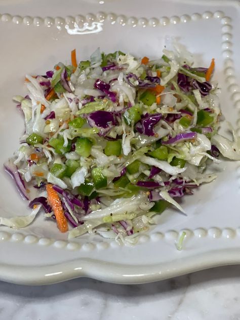 MARINATED COLE SLAW Marinated Slaw Recipe, Marinated Slaw, God Already Knows, Cabbage Slaw Recipes, Low Calorie Salad, Salt Light, Berry Dessert, Summer Veggies, Cole Slaw