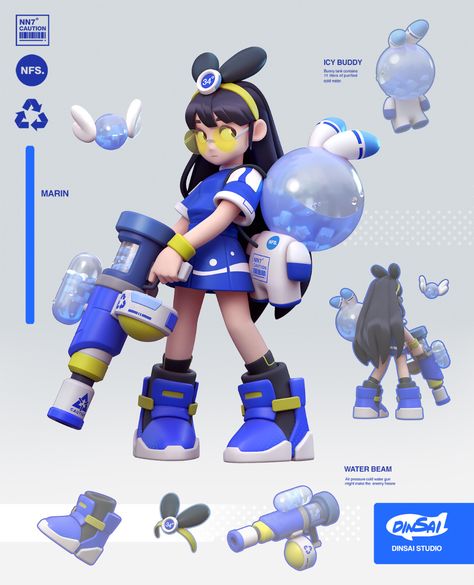 ArtStation - Marin , Kontorn Boonyanate 3d Karakter, Art Toys Design, Japon Illustration, 캐릭터 드로잉, 3d Artwork, Game Character Design, Cartoon Character Design, Character Modeling, Blender 3d