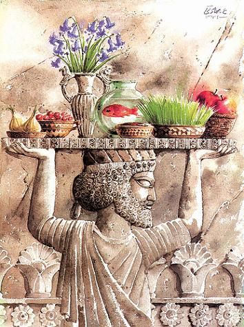 Haft-Seen | SHIVA'S CREATIONS|LIVING CANVAS DESIGNS: Symbolism behind Norooz: The Persian New Year... Norooz Card, Norooz Design, Iranian New Year, Persian New Year, New Year Art, Persian Art Painting, Ancient Persia, Ancient Persian, Persian Culture