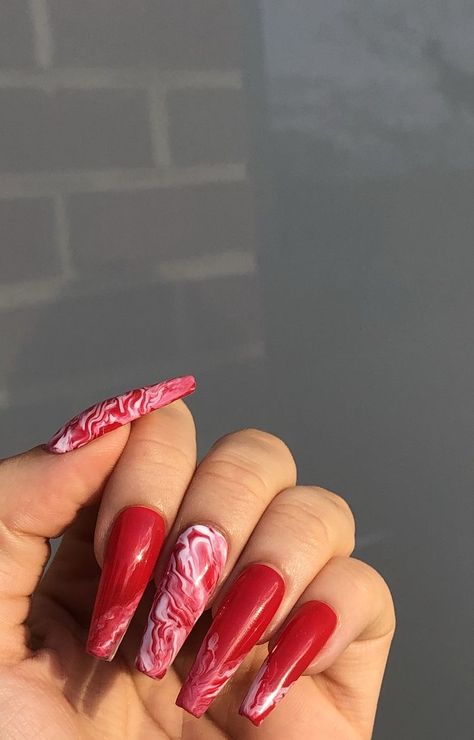 Nail Trends Spring, Makeup 2023, Red And White Nails, Red Acrylic Nails, Cute Acrylic Nail Designs, Long Acrylic Nails Coffin, Acrylic Nails Coffin, Dream Nails, Fire Nails