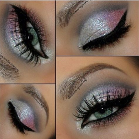 cute for a school dance with a purple blue or black dress Silver Smokey Eye, Silver Makeup, Smink Inspiration, Makijaż Smokey Eye, Face Products, Makeup Eyes, Eye Makeup Art, Makeup Obsession, Kiss Makeup