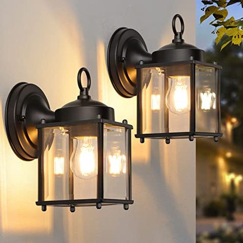 Exterior Wall Light Fixtures, Outdoor Porch Lights, Porch Lamp, Black Front Doors, Farmhouse Light Fixtures, Black Outdoor Wall Lights, Black Light Fixture, Wall Lanterns, Waterproof Wall